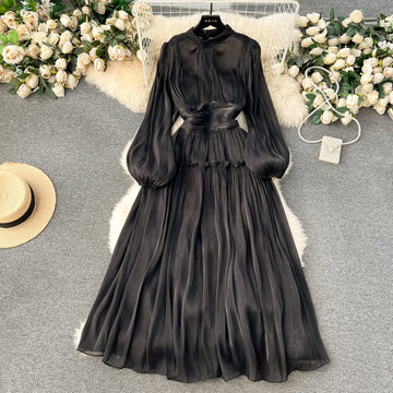 A line Scoop Long Sleeves Black Holiday Dresses Women's Dress SD1288